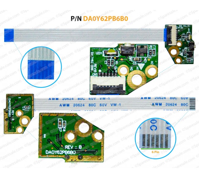 Power Button For HP Envy X360 15-U, 15T-U, Pavilion 13-A, 13A, 13-AC, DA0Y62PB6B0, 32Y62PB0000
