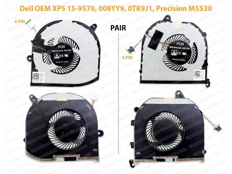 New CPU+GPU Cooling Fan for Dell XPS 15 9570 0TK9J1 008YY9 