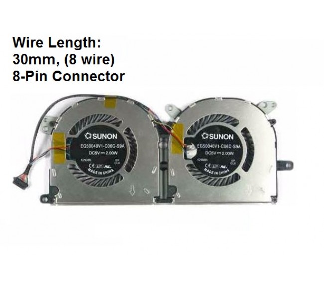 Fan For Lenovo Ideapad Yoga 13 TC102-11001 EG50040V1-C06C-S9A Wire Length: 30mm, (8 wire) 8-Pin Connector