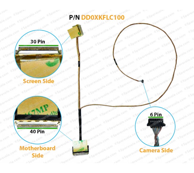 Display Cable For Asus K552, K552EA, R541, R541UA, R541NA, X541, X541UA, X541UV, X550C, X550CA, X550D, X550E, X550EA, DD0XKFLC100, LCD LED LVDS Flex Video Screen Cable