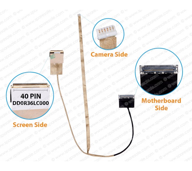 Display Cable For HP Pavilion G6-2000 Series, G6-2238DX, DD0R36LC000, DD0R36LC020, DD0R36LC030, DD0R36LC040, DD0R36LC050 LCD LED LVDS Flex Video Screen Cable