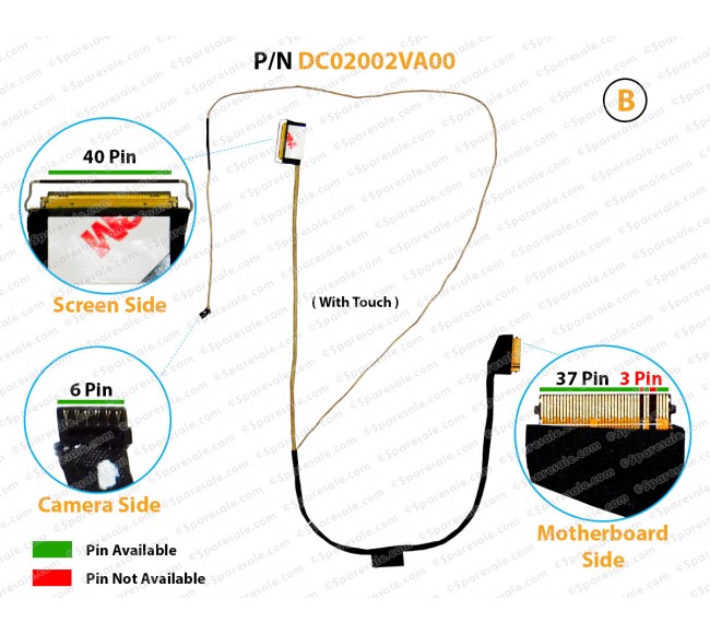 (B) ( 40 Pin Screen Side ) ( With Touch ) DC02002VA00