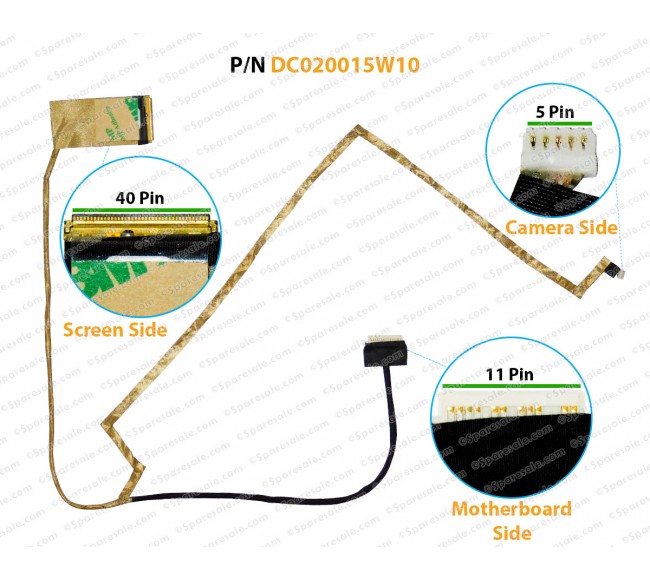 Display Cable For Lenovo G570, G570A, G570L, G570GX, G575, PIWG2, 10B5GL0520C, 31048395, DC020015W10 LCD LED LVDS Flex Video Screen Cable