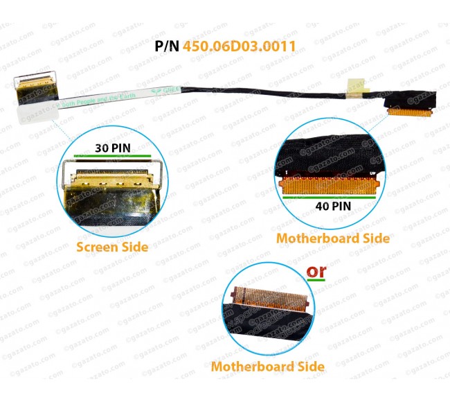 Display Cable For Lenovo Thinkpad T50, T550, T560, T570, P50S, P51S, W550S, 00UR854, 450.06D03.0011 LCD LED LVDS Flex Video Screen Cable  ( 30 Pin )
