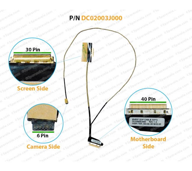 Display Cable For Acer Nitro AN515-43, AN515-54, DC02003J000, 50.Q5AN2.008 LCD LED LVDS Flex Video Screen Cable