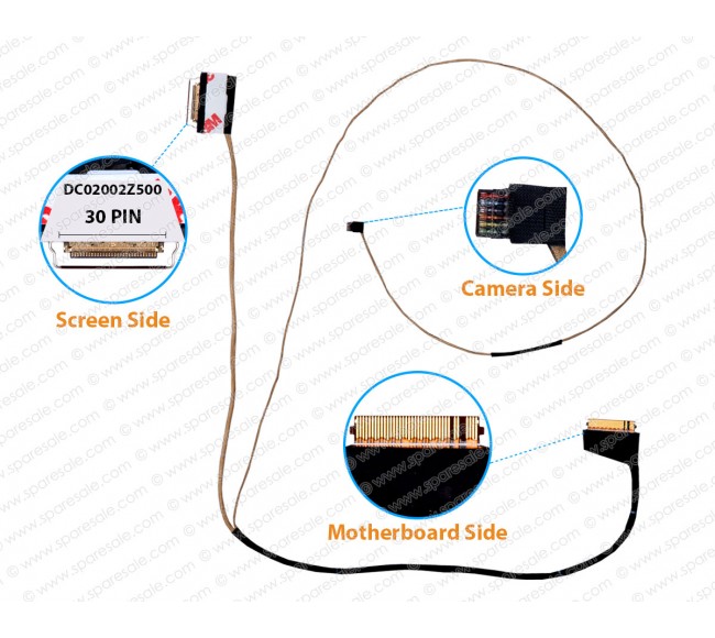 Display Cable For Dell G3-3579, G3-3449, G3-3779, 0MVJ46, DC02002Z500 LCD LED LVDS Flex Video Screen Cable ( 30 Pin Screen Side )