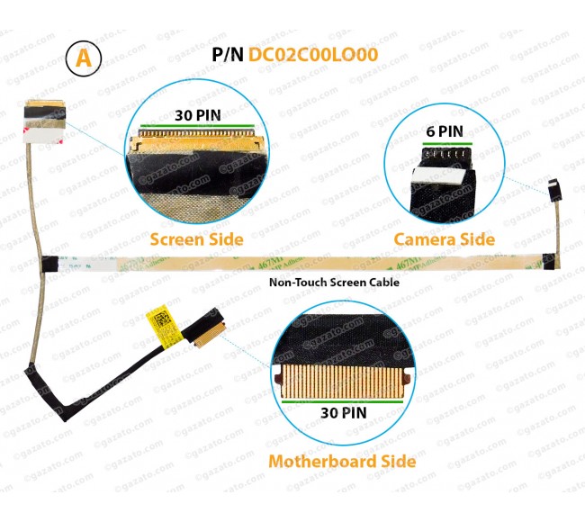 (A) ( Non-Touch Screen Cable ) ( 30 Pin Screen Side ) L52015-001, DC02C00LO00, DC02C00L000, DC02C00QJ00