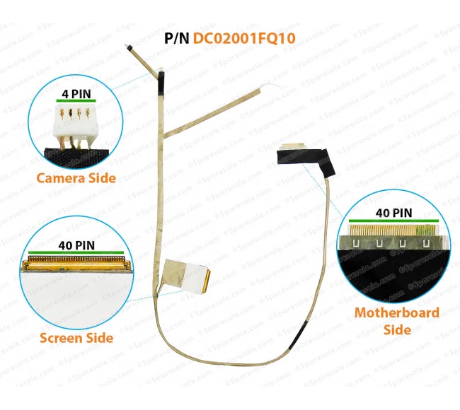 Display Cable For Lenovo Edge E430, E430C, E435, IBM 04W4166, DC02001FQ00, DC02001FQ10 LCD LED LVDS Flex Video Screen Cable