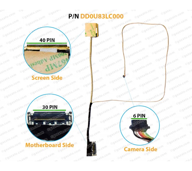 Display Cable For HP Pavilion 14-N, 14-N000, 14-N200, DD0U83LC000, DD0U83LC010, DD0U83LC020 LCD LED LVDS Flex Video Screen Cable