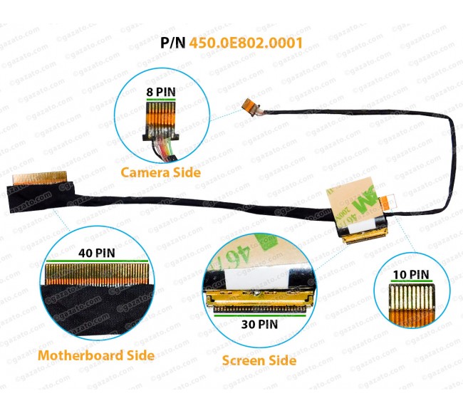 Display Cable For HP PAVILION X360 14-CD, 14CD, 14M-CD, 450.0E802.0001 LCD LED LVDS Flex Video Screen Cable