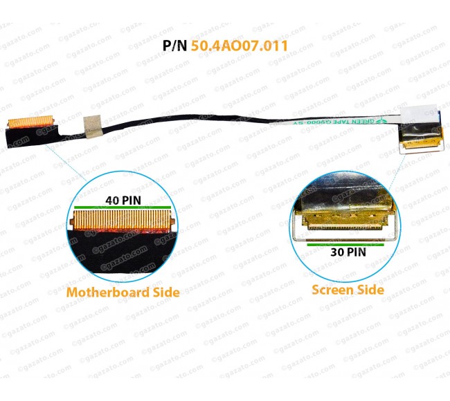 Display Cable For Lenovo ThinkPad T550, W550S, T560, P50S, T570, P51S, 00NY455 50.4AO07.011, 50.4AO07.001 ( Non-Touch ) LCD LED LVDS Flex Video Screen Cable