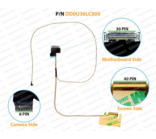 Display Cable For HP Pavilion 15-B, 15B, 15-B000, 15-B100, 15-B119WM, 15-B142DX, DD0U36LC000, DD0U36LC010 LCD LED LVDS Flex Video Screen Cable ( 40-Pin )