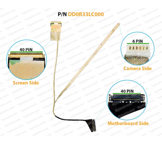 Display Cable For HP Pavilion G4-2000, G4-2100, G4-2200, G4-2300, DD0R33LC000, DD0R33LC010, DD0R33LC020, DD0R33LC050, 680547-001 LCD LED LVDS Flex Video Screen Cable
