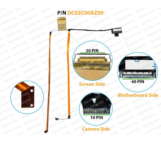 Display Cable For Lenovo ThinkPad E480, E485, E490, R480, R490, 01LW170, DC02C00AZ00, DC02C00AZ10, DC02C00AZ20 LCD LED LVDS Flex Video Screen Cable( 30 PIN )