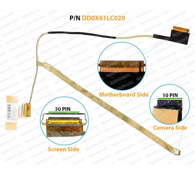 Display Cable For HP PROBOOK 430-G3, 430G3, 435-G3, 435G3, 837248-001, DD0X61LC020 LCD LED LVDS Flex Video Screen Cable