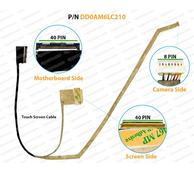 Display Cable For Dell Inspiron 15 7547, 7548, 15-7547, 15-7548, DD0AM6LC210, 06307G LCD LED LVDS Flex Video Screen Cable ( 40-PIN Touch Screen )