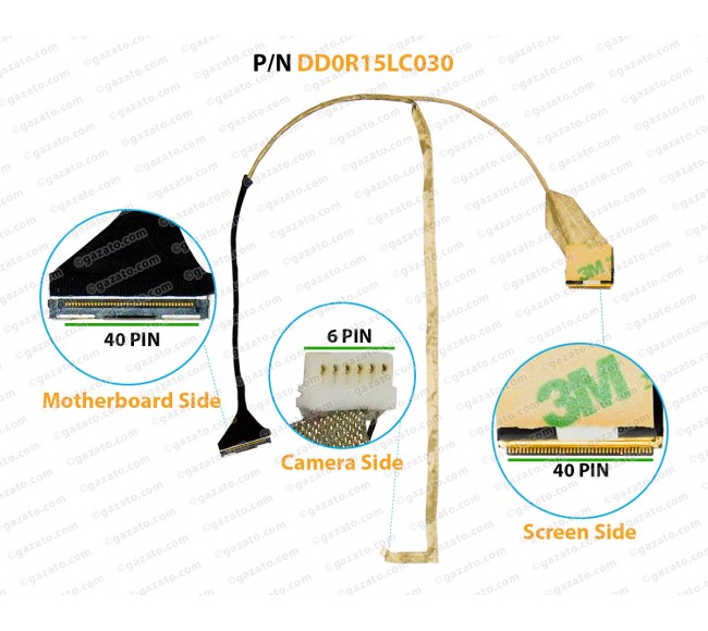 Display Cable For HP Pavilion G6, G6-1000, G6-1100, G6-1200, DD0R15LC030, DD0R15LC050, DD0R15LC000, DD0R15LC040, 641136-001, LCD LED LVDS Flex Video Screen Cable