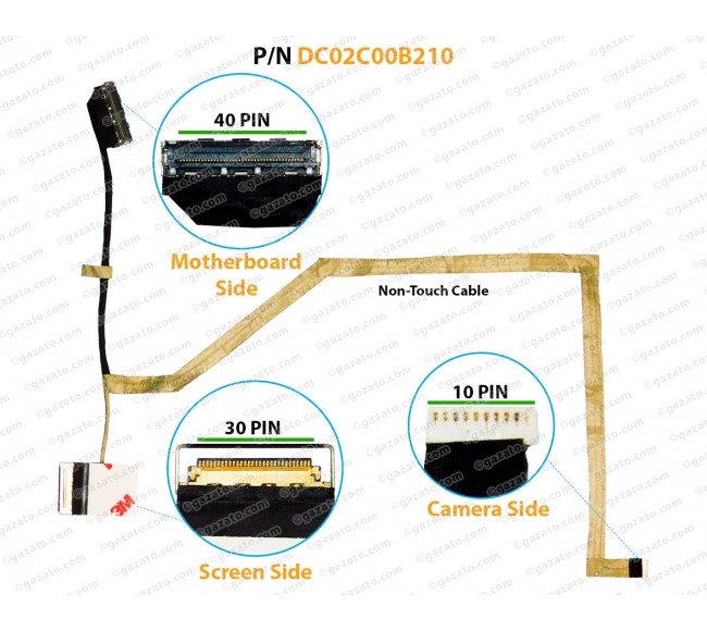 Display Cable For Dell Latitude E5470, 5470, DC02C00B210, DC02C00B200, CN-0TMN3T, 0TMN3T, ADM70 LCD LED LVDS Flex Video Screen Cable ( NON-TOUCH 30 PIN )