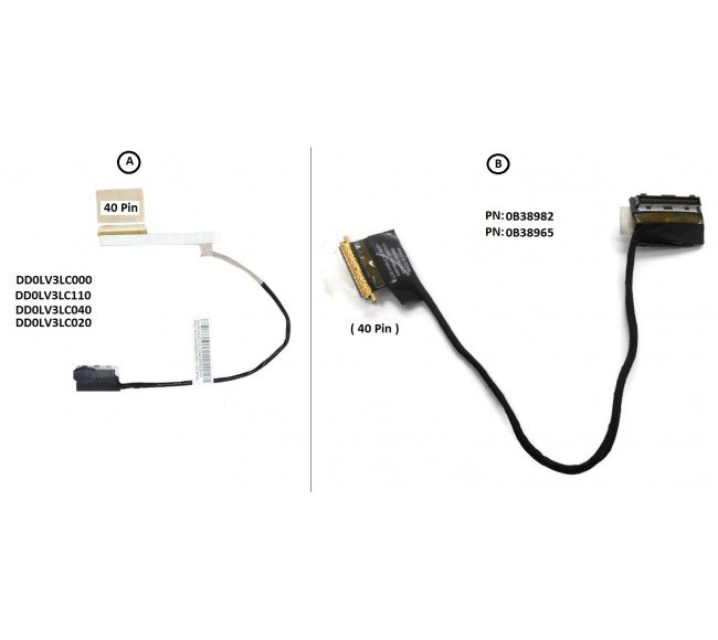 Display Cable For Lenovo ThinkPad T430u, V490, V490u, T430, T430I, DD0LV3LC000, DD0LV3LC110, DD0LV3LC010, 04Y1255, DD0LV3LC020, DD0LV3LC040, 0B38982, 0B38965 LCD LED LVDS Flex Video Screen Cable