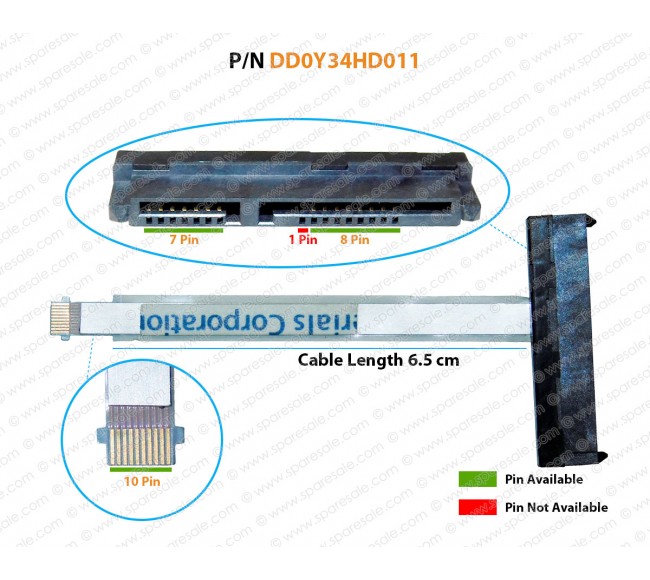 Hdd Cable For Hp Pavilion 14-P, 14P, 14-F, 14F, 15-P, 15P, 15-F, 15F, 17-P, 17P, 17-F, 17F, 15-K, 15K, 17-K, 17K  DD0Y34HD011, DD0Y34HD021, DD0Y34HD001 SATA Hard Drive Connector