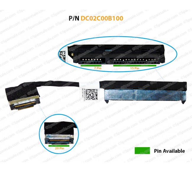 HDD Cable for Dell Latitude E5470, E5480, E5490, E5491, 5470, 5480, 5490, 5491, 5495, DC02C00B100, 080RK8, 80RK8, ADM70 P62G SATA Hard Drive Connector
