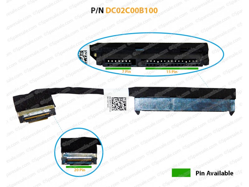 HDD Cable for Dell Latitude E5470, E5480, E5490, E5491, 5470, 5480, 5490,  5491, DC02C00B100, 080RK8, 80RK8, ADM70 P62G SATA Hard Drive Connector |  INDIA | SPARESALE
