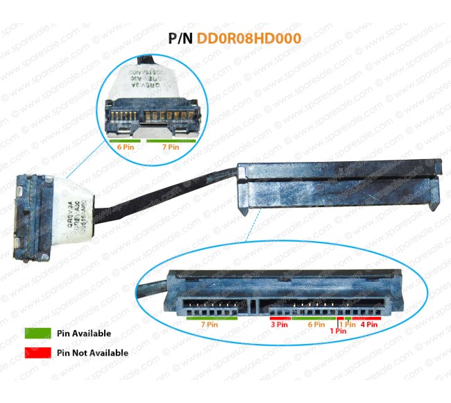 HDD Cable For Dell Inspiron 14R-5420, 5420SE, 7420, Vostro 3460 DD0R08HD000 SATA Hard Drive Connector