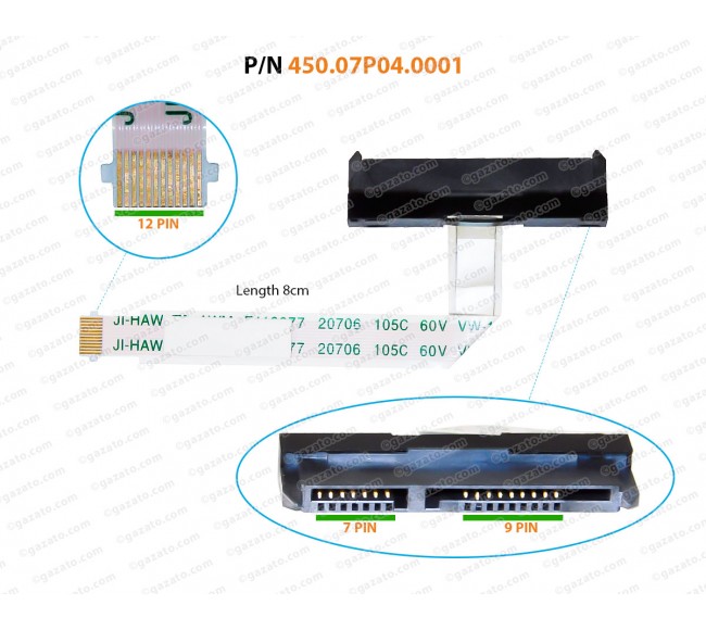 HDD Cable For HP Pavilion X360 11-U, 11U, M1-V, M1-U, M1-V001D, M1-V001DX, M1-U001DX, 450.07P04.0001 SATA Hard Drive Connector (Length 8.0 CM )