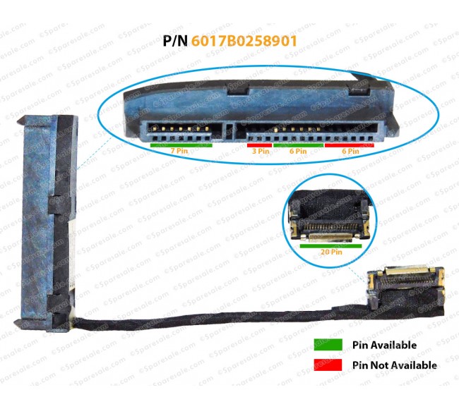 Hdd Cable For HP Pavilion G32, DV4-4000, DV6-3000, DV6-7000, DV7-4000, DV3-4000, DV7-5000, DM4-1000, DM4-2000, DV6-6000, DV7-6000, Envy DV7-7000, 6017b0258901, 6017B0309001 SATA Hard Drive Connector Length 6 CM