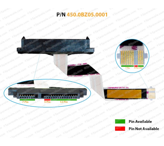 Hdd Cable For HP Pavilion X360-15, 14-BA, 14M-BA, 14T-BA, 14-AC, 14-CE, 14-AF, 15-BR, 15-BR018NA, 450.0BZ05.0001 SATA Hard Drive Connector ( 10 PIN )