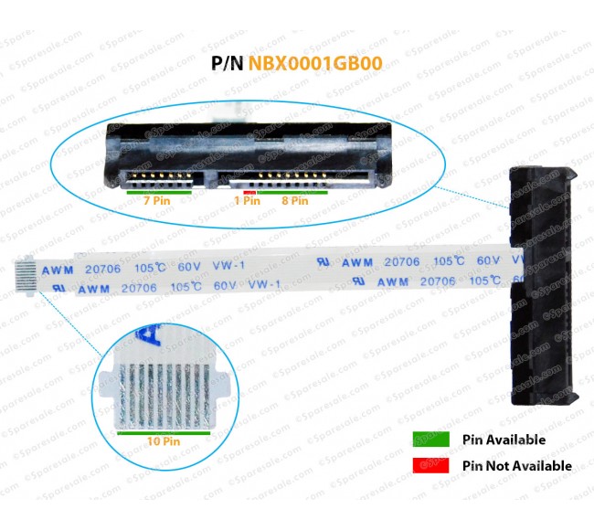 HDD Cable For Lenovo ideapad Y700, Y700-15, Y700-17, Y700-15ISK, Y700 Touch-15ISK, Y700-15ACZ, Y700-17ISK, BY510, BY710, NBX0001GB00 SATA Hard Drive Connector